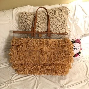 Tory Burch Molly Bucket Raffia Tote Beach Bag